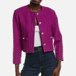 Maje Fuchsia Tweed Blazer NWT Size 34 (like 0 US size)